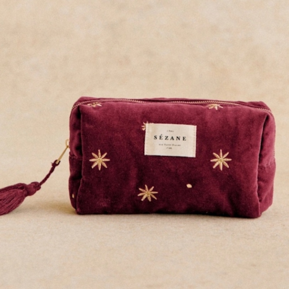 Sézane Burgundy Velvet pouch